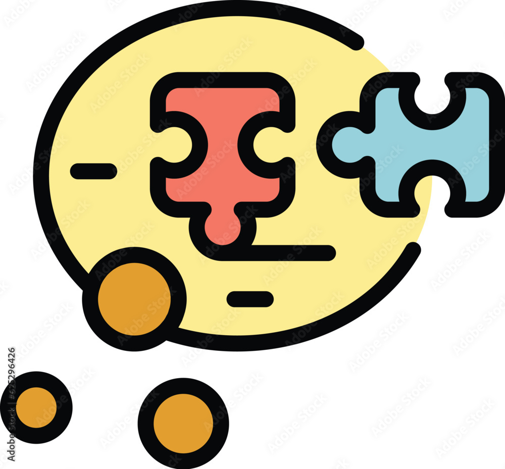 Poster puzzle solution icon outline vector. business piece. teamwork challenge color flat