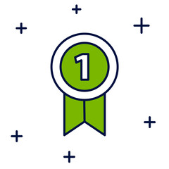 Filled outline Medal icon isolated on white background. Winner achievement sign. Award medal. Vector