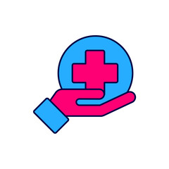 Obraz premium Filled outline Cross hospital medical icon isolated on white background. First aid. Diagnostics symbol. Medicine and pharmacy sign. Vector