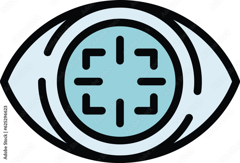 Poster focus performance icon outline vector. challenge target. eye improvement color flat