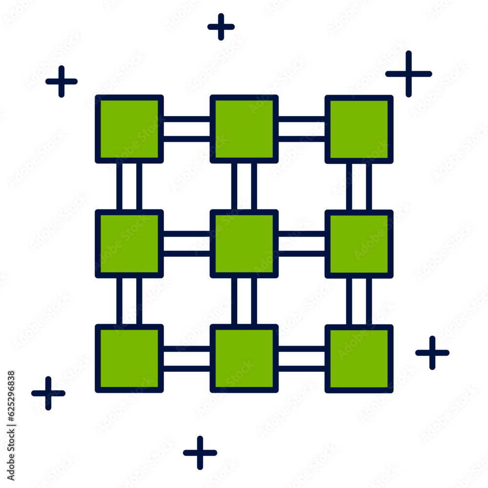 Poster Filled outline Blockchain technology icon isolated on white background. Cryptocurrency data. Abstract geometric block chain network technology business. Vector