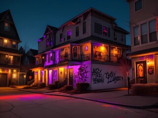 Enter the Spooktacular Streets: Explore the Cartoonish Delights of Halloween Magic!