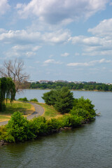 Fototapeta premium Views cycling on the Mt. Vernon Trail in Washington DC along the Potomac River during a summer day.