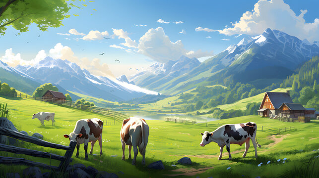 cows in the mountains - Powered by Adobe