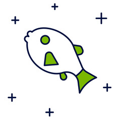 Filled outline Tropical fish icon isolated on white background. Exotic fish. Vector