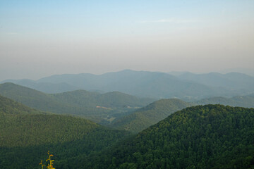 view from Bell Mountain near Hiawassee in Georgia during sunset - obrazy, fototapety, plakaty