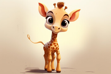 Obraz premium giraffe cartoon illustration, cute funny cub animal