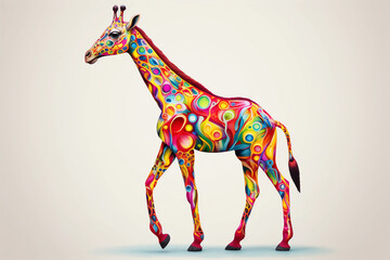 Obraz premium giraffe colorful illustration, cute funny cub animal