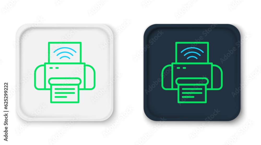 Poster line smart printer system icon isolated on white background. internet of things concept with wireles