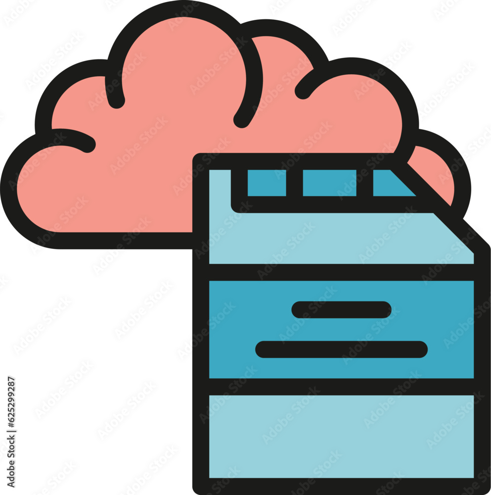 Poster cloud card memory icon outline vector. storage disk. micro sd color flat