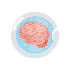 Brain washing image in cartoon style. Editable vector illustration