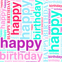 Happy birthday word cloud concept