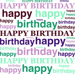 Happy birthday word cloud template on PNG background 