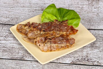 Roasted sliced pork fat bacon