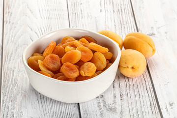 Dried apricot heap in the bowl