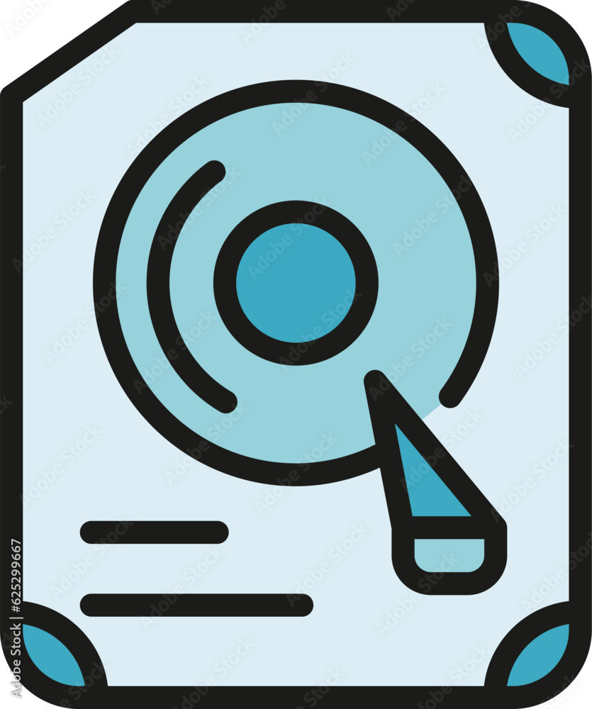 Poster computer drive icon outline vector. server hardware. memory disk color flat