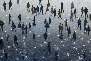 Miniature people on plan. Group of Miniature people isolated on white background. Social network connection. Generative AI.