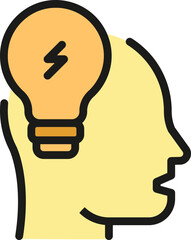 Head lightbulb icon outline vector. Bulb idea. Human brain color flat