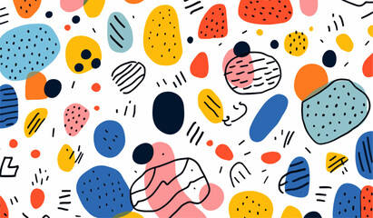 Unleash Your Creativity: Fun and Colorful Doodles in a Simple, Childish Scribble Seamless Pattern Collection