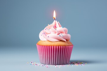 Birthday cupcake. AI generated