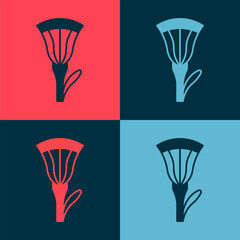 Pop art Egyptian lotus icon isolated on color background. Vector