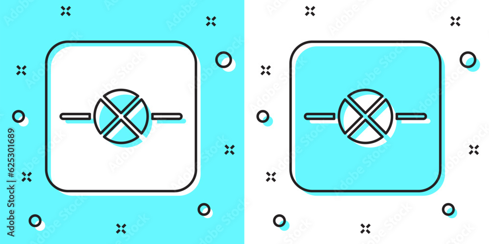 Poster black line lamp in electronic circuit icon isolated on green and white background. random dynamic sh