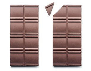 Dark chocolate bar isolated on white