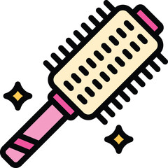 Round hair brush icon outline vector. Comp hairbrush. Beauty tool color flat