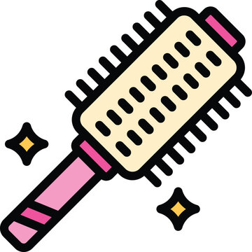 recommend clip art: Round hair brush icon outline vector. Comp hairbrush. Beauty tool color flat