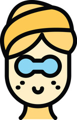 Spa client icon outline vector. Beauty salon. Woman face color flat