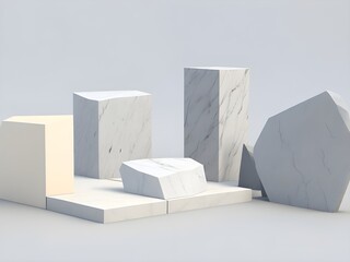 marble pieces, 3d render, generative AI