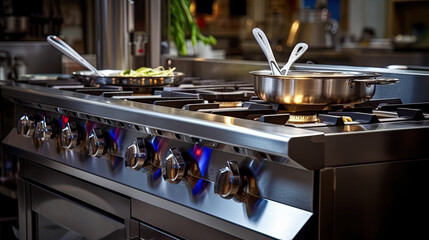 Empty restaurant kitchen with professional equipment