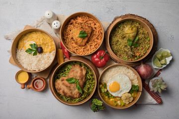 Food buffet peruvian table Assorted dishes gourmet cuisine Peru traditional 