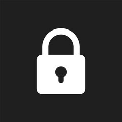 Flat simple white lock padlock icon in background.