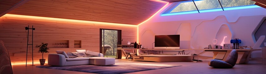 Fototapeta premium a room with a couch and a tv