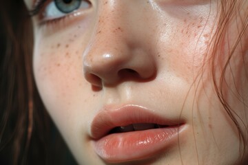 a close up of a woman's face