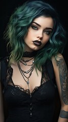 Fototapeta premium a woman with blue hair