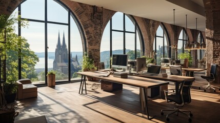Fototapeta premium a room with a table and chairs