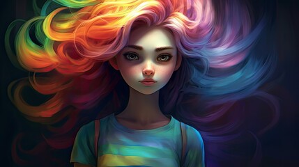 Fototapeta premium a person with colorful hair