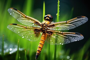 a dragonfly on a leaf