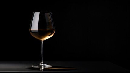  a glass of wine sitting on top of a black table.  generative ai