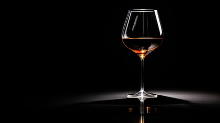 a glass of wine sitting on top of a black table.  generative ai
