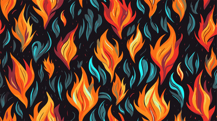 Blazing Trails: Fire and Flames Seamless Patterns for Fiery Design Projects
