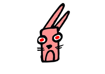 Obraz na płótnie Canvas Bad Rabbit Pink Sad red Eyes