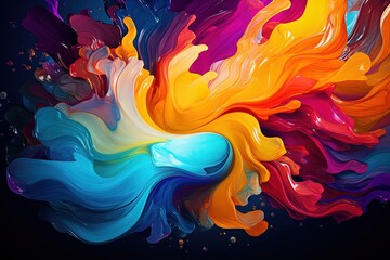 3D Chromatic Cascade, Vibrant, Dynamic, Organic, Energetic, Fluid, Expressive, Colorful swirls