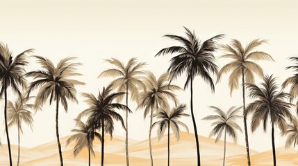  a painting of a palm tree line with a beige background.  generative ai