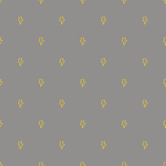 seamless pattern with yellow lightning bolts on a gray background