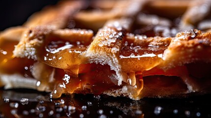 Apple pie extreme close-up macro soft light professional image.