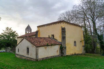 Romanesque church of Santa Eulalia de Abamia. Cangas de Onis, Asturias, Spain.