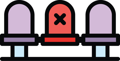 Chair distance icon outline vector. Social safety. Avoid public color flat